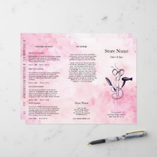 Papier Dépliant pliable en trois de salon de beauté à l'a