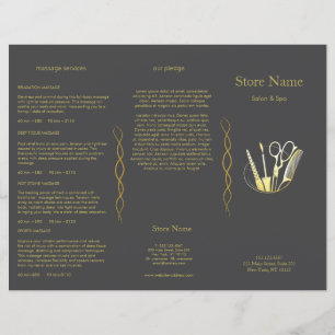 Papier Dépliant trifolié du salon de beauté Golden and Bl