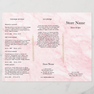 Papier Dépliant trifolié du salon de beauté Pink Marble