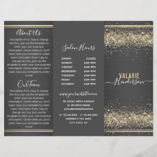Papier Dépliant trifolié pailleté chic et métal brossé