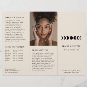 Papier Dépliant triptyque élégant Phases de lune Beige Mo