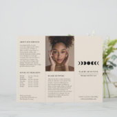 Papier Dépliant triptyque élégant Phases de lune Beige Mo (Debout devant)