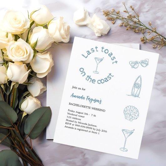 Papier Dernier toast coast bachelorette week-end invitati