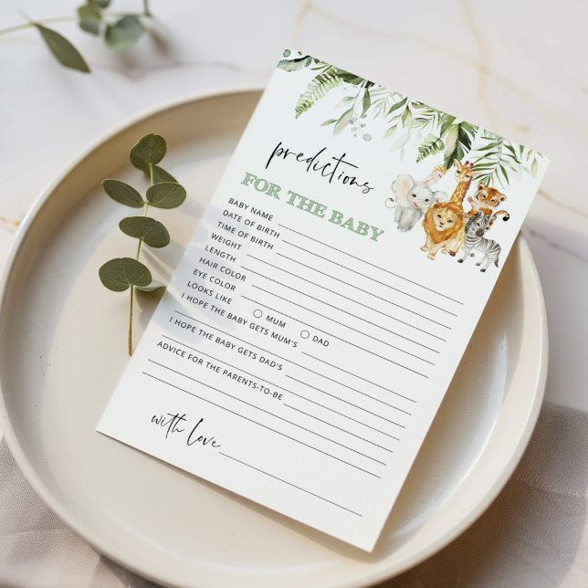 Papier Des animaux safari de verdure prédictions pour béb (Créateur téléchargé)