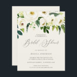 Papier Des roses blanches sur une invitation budgétaire d<br><div class="desc">Des roses blanches sur une invitation budgétaire de douche nuptiale</div>