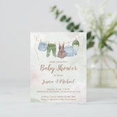 Papier Des vêtements budget sur une ligne baby shower inv (Debout devant)