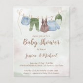 Papier Des vêtements budget sur une ligne baby shower inv (Devant)