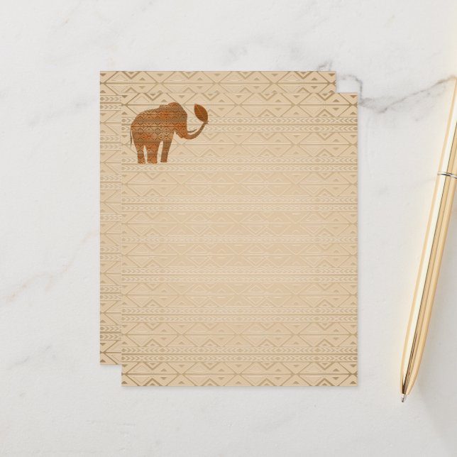 Papier Design d'art tribal des éléphants (Devant/Arrière en situation)