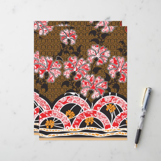 Papier design d'un mur rouge et noir suspendu (Devant/Arrière en situation)