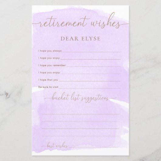 Papier Désirs de retrait d'aquarelle violet (Devant)