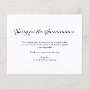 Papier Désolé    BUDGET Élégant Faire-part d'annulation