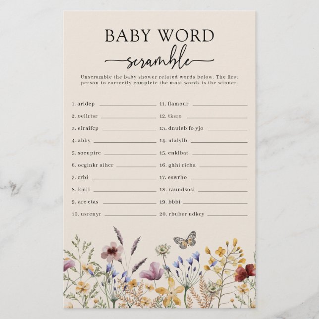 Papier Désordre de mots pour bébé (Devant)