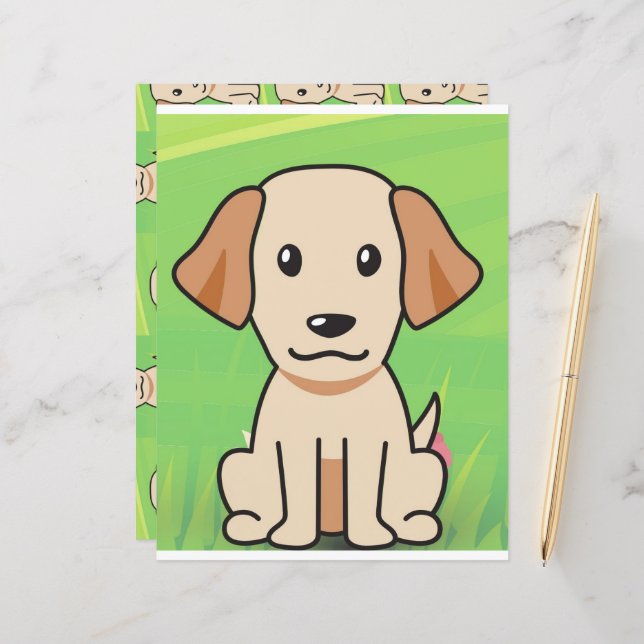Papier dessin animé labrador jaune (Devant/Arrière en situation)