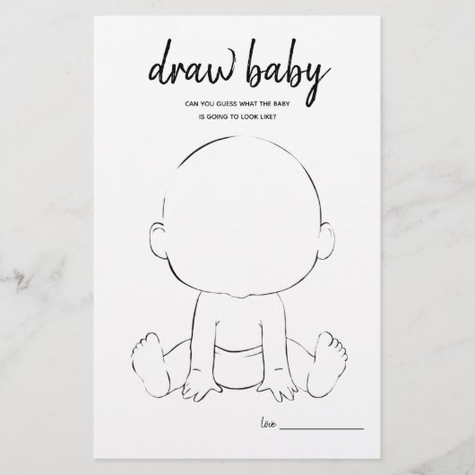 Papier Dessiner bébé minimaliste Baby shower jeu (Devant)