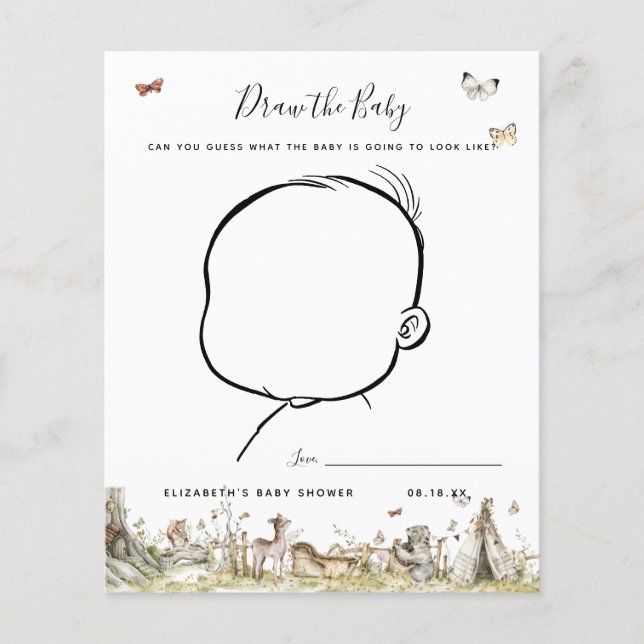 Papier Dessinez le bébé | Jeu de baby shower (Devant)