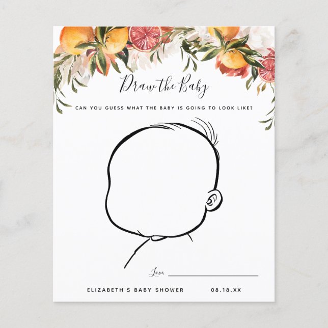 Papier Dessinez le bébé | Jeu de Baby Shower (Devant)