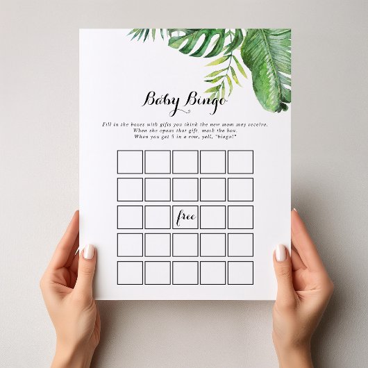 Papier Destination Tropical Green Baby Bingo jeu de douch