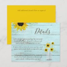 DÉTAILS DE BUDGET Mariage Champêtre Tournesol Cart
