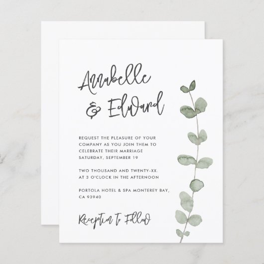 Papier Détails de l'eucalyptus du Mariage budgétaire, inv (Devant / Derrière)