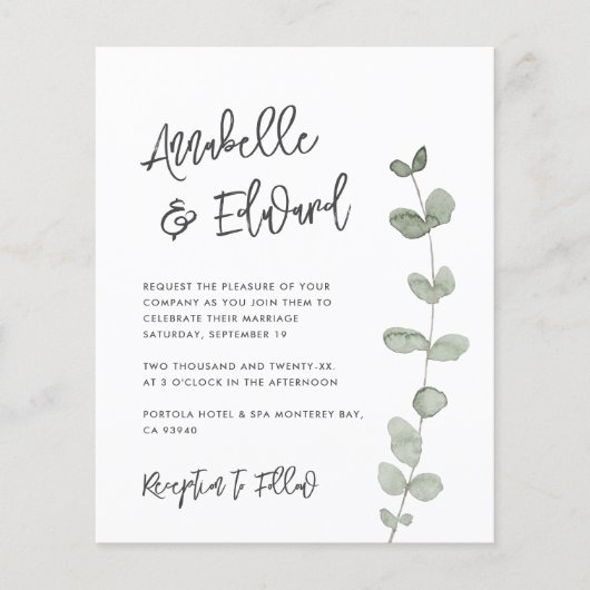 Papier Détails de l'eucalyptus du Mariage budgétaire, inv (Devant)