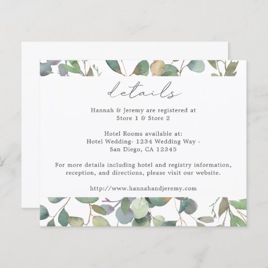 Papier Détails du budget Russe Eucalyptus (Devant / Derrière)