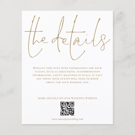 Papier Détails du Mariage budgétaire Boîtier de script QR (Devant)