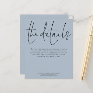 Papier Détails du Mariage budgétaire Script Boîtier bleu 