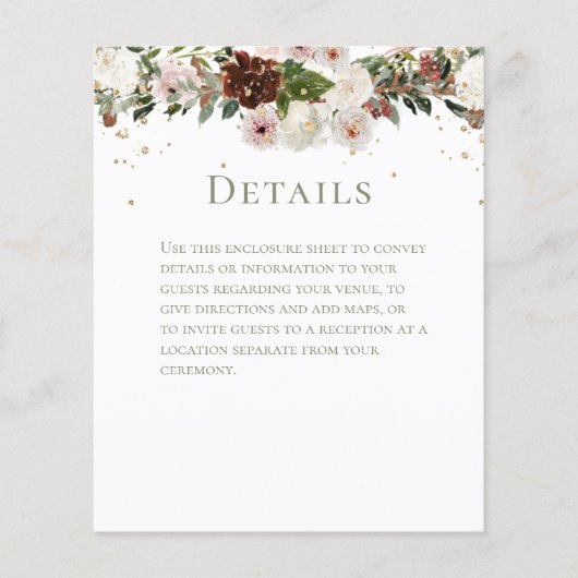 Papier Détails du Mariage de Chuppah Floral Sparkling (Devant)