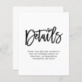 Papier Détails du Mariage de code QR du script budgétaire (Devant / Derrière)