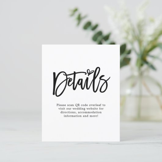 Papier Détails du Mariage de code QR du script budgétaire (Debout devant)