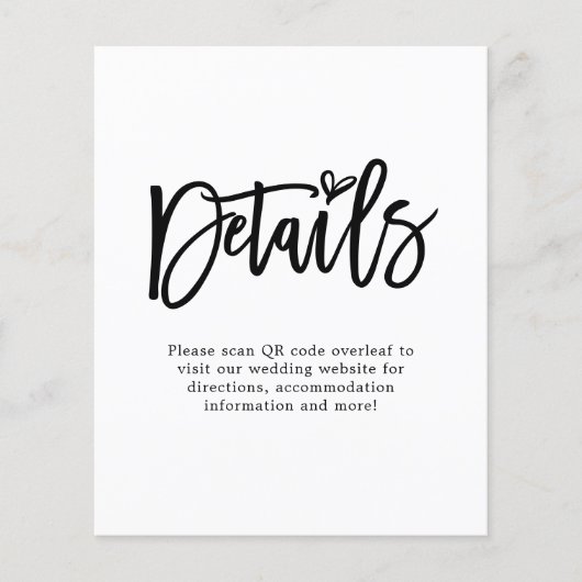 Papier Détails du Mariage de code QR du script budgétaire (Devant)