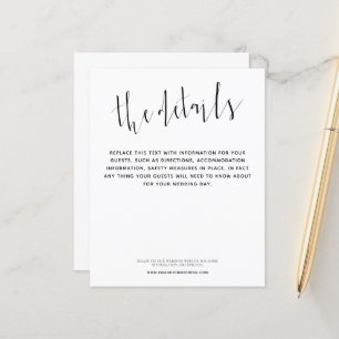 Papier Détails du Mariage de script élégant du budget