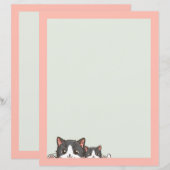 Papier deux chatons gris (Devant / Derrière)