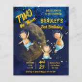 Papier Deux la lune 2ème anniversaire invitation budget (Devant)