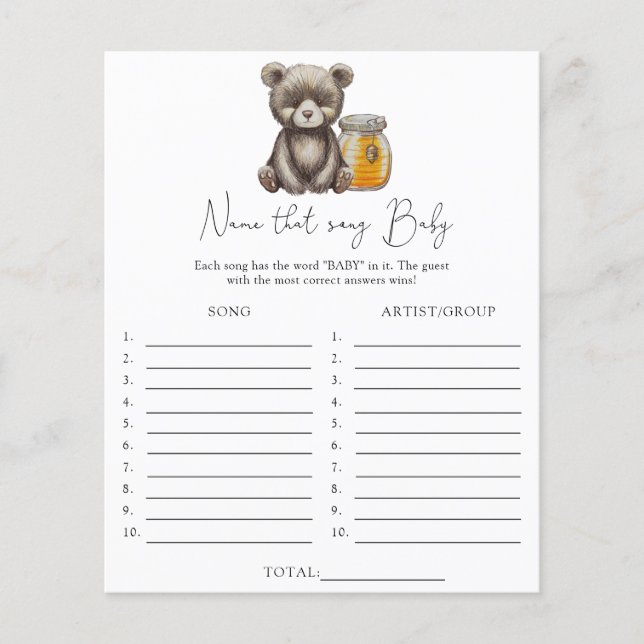 Papier Devine ce titre de chanson \ Jeu de baby shower th (Devant)