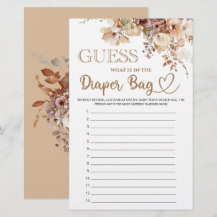 Papier Devinez ce qu'il y a dans le baby shower à fleurs