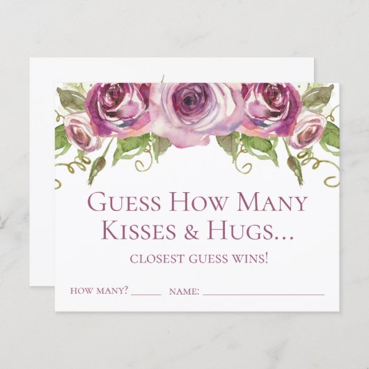 Papier Devinez combien de baisers et de serpents Roses vi (Devant / Derrière)