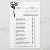 Papier Devinez De Mariée Ou De Chambre Qui Black Bow Show (Devant)