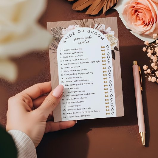 Papier Devinez de mariée ou de chambre qui l'a dit Jeu Bo