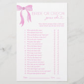 Papier Devinez De Mariée Ou De Chambre Qui Pink Bow Douch (Devant)