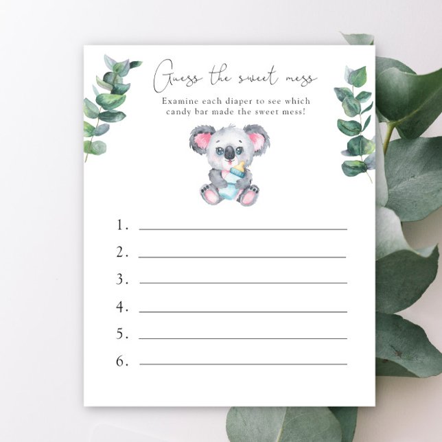 Papier Devinez la douceur du jeu - Baby shower Koala (Créateur téléchargé)