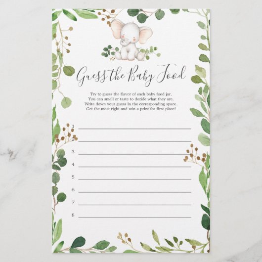 Papier Devinez la Nourriture pour Bébé Baby Shower à Thèm (Devant)