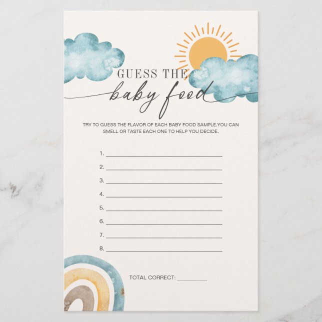 Papier Devinez la nourriture pour bébé | Jeu de baby show (Devant)