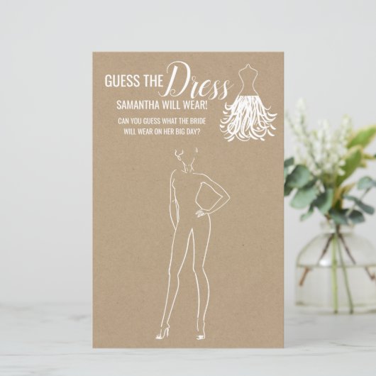 Papier Devinez la robe douche rustique jeu bilingue (Debout devant)