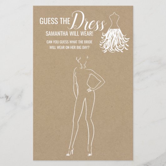 Papier Devinez la robe douche rustique jeu bilingue (Devant)