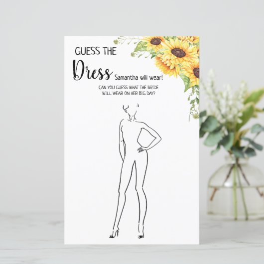 Papier Devinez la robe nuptiale douche anglais jeu espagn (Debout devant)