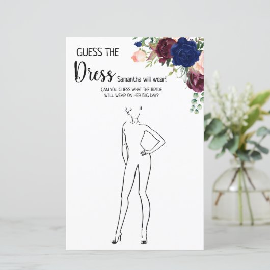 Papier Devinez la robe nuptiale douche anglais jeu espagn (Debout devant)