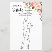 Papier Devinez la robe nuptiale douche anglais jeu espagn (Dos)