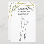 Papier Devinez la robe nuptiale douche jeu bilingue (Devant / Derrière)