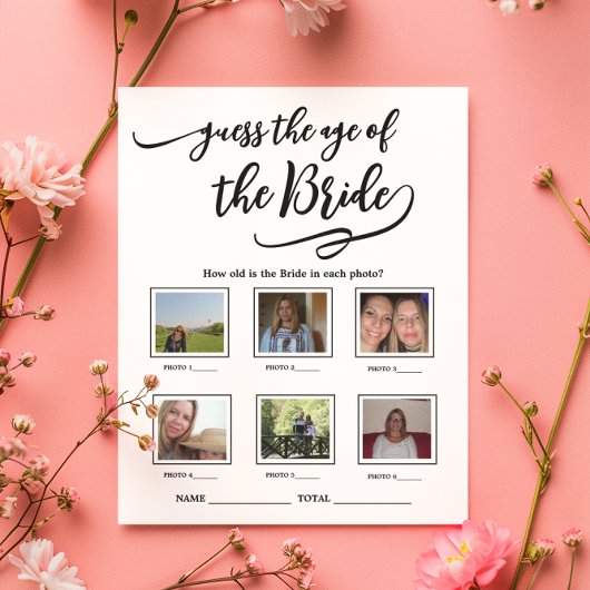 Papier Devinez l'âge du jeu de Fête des mariées de mariée
